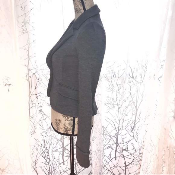 Diane Von Furstenberg Gray wool knit button up v-neck collar blazer jacket coat - Picture 4 of 7